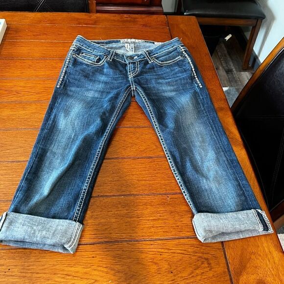 EUC BKE Stella Dark Wash Capri Jeans Size 24 #BJ8 - Picture 3 of 7